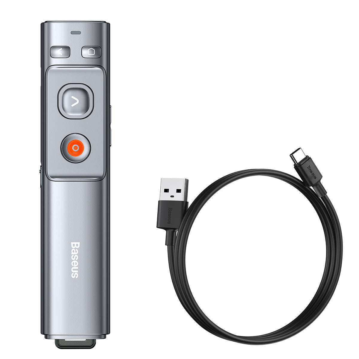 Baseus Orange Dot Wireless Presenter – Green Laser, Grey