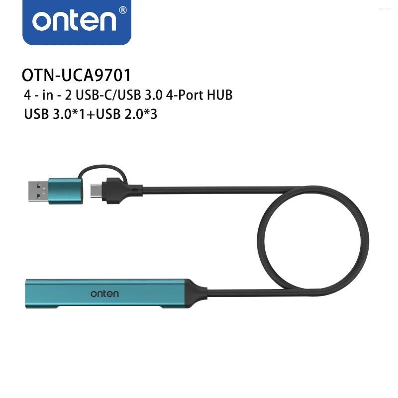 ONTEN 4 IN 2 USB-C ( USB 3.0 ) TO 4 Ports HUB USB 3.0*1+USB 2.0*3 (UCA9701)