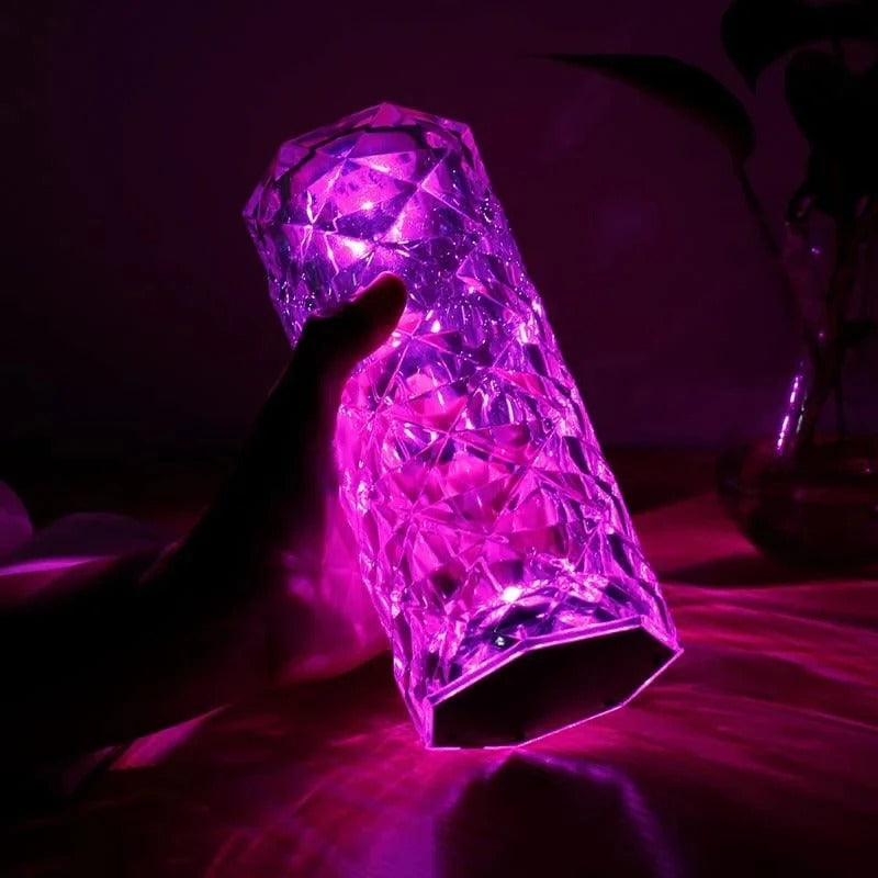 16 Colors Diamond Rose Crystal Touch Lamp, Usb Rechargeable Table Lamp – With Remote