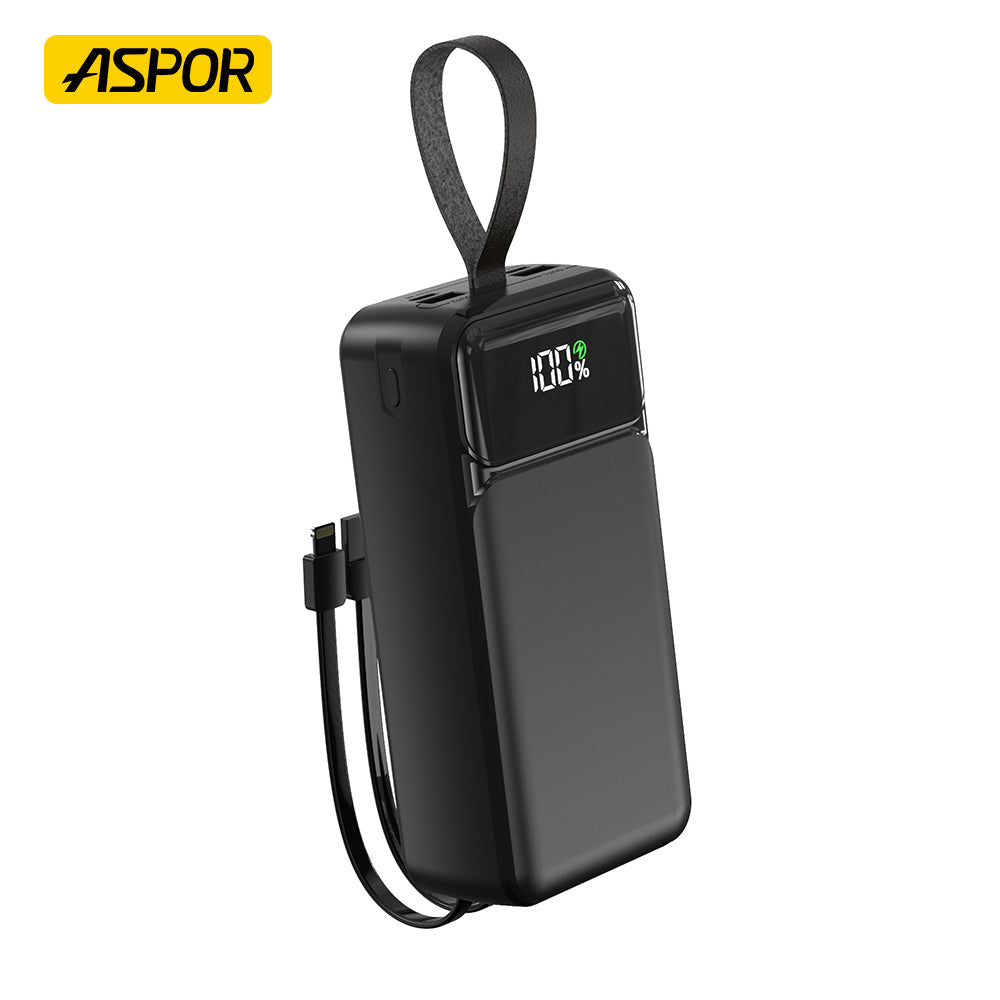 ASPOR A319 50000mAh 22.5W High-Speed Power Bank with Built-in Cable Aspor