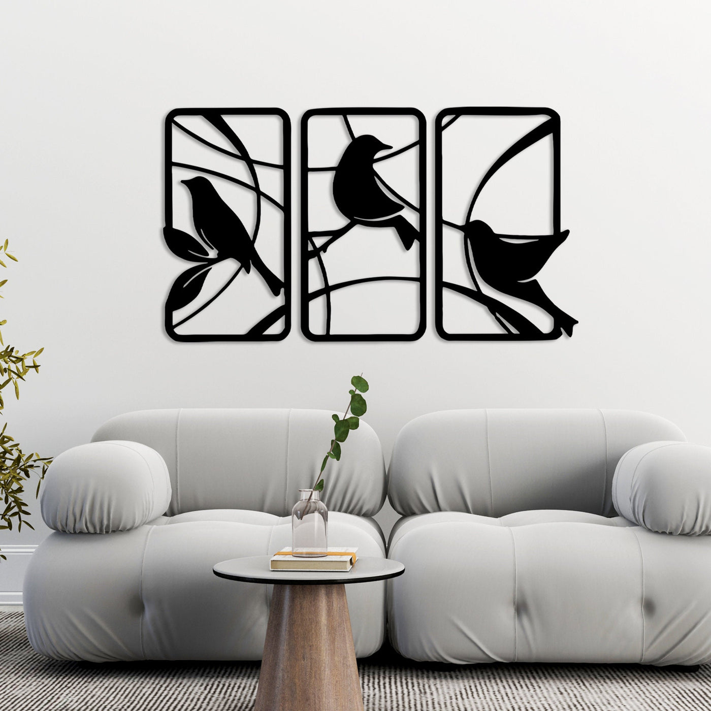 Wall Art 3Pcs Birds on Branches Frame Nature Wall Decor