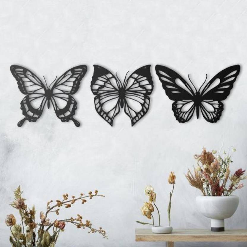 Wall Decoration 3pc Butterfly Wooden wall art D3